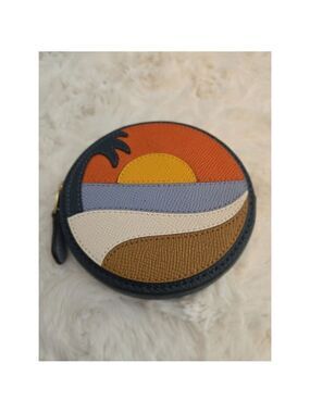 NWOT Coach Leather Tropical Sunset Over the Horizon Zip Coin Purse
